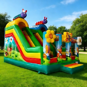 Château gonflable à thème printemps papillon et chenille avec toboggan, idéal pour les fêtes et la <span class=keywords><strong>location</strong></span> - Product Image 3