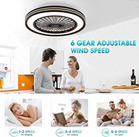 Lampu Kipas Plafon Kamar Tidur Modern Elegan 6-Kecepatan 8 Bilah Motor DC LED Dapat Diredupkan Remote Control Profil Rendah Senyap