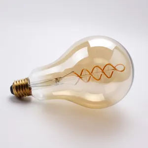 Giáng Sinh Trang Trí 1800K 2200K Amber Dim Dimmable Vintage Edison Đèn A100 4 Wát Xoắn Ốc Cong Linh Hoạt Led Filament Bulb