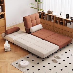 Divano Letto Pieghevole - Moderna Poltrona Letto Singola Estraibile Beige, Divano Trasformabile Salvaspazio per Piccoli Soggiorni - Product Image 3