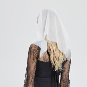 ユニークなドバイ高級レースウェディングホワイトベールエレガントな花嫁になるクラウンウェディングベールブライダル1層2023エスニックヒジャーブ - Product Image 3