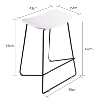 Tabouret de bar moderne à hauteur de comptoir, siège en plastique, structure en métal thermolaqué, chaise de bar pour îlot de cuisine, café, bistrot, bar à domicile