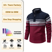 Pull en polyester tricoté personnalisé OEM pour homme, col montant, doublure polaire, couleur unie, style décontracté d'affaires, épais et lourd, idéal pour l'hiver