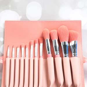 Lot de 12 pinceaux de maquillage en nylon bicolore, manche en bois <span class=keywords><strong>rouge</strong></span>, virole noire, ultra-doux, sans perte de poils, pour salon de beauté - Product Image 5