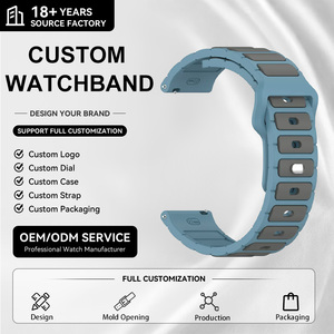 Weiches zweifarbiges Silikon-Armband, 22 mm, flacher Endanschluss, Ersatzzubehör, Uhrenarmband für Samsung Huawei Smartwatch - Product Image 1