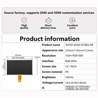 Écran LCD LED TFT SHENGHE 10,1 pouces 1024x600 550 Nits pour applications industrielles et médicales, interface RGB 50 broches, montage sur panneau