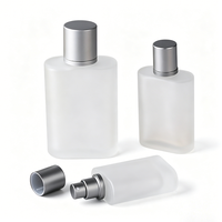 Flacon de parfum en verre givré 30ml 50ml 100ml vide rechargeable plat de luxe mat en gros avec impression de logo personnalisé