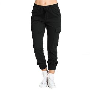 Pantalones Cargo para Mujer con Cuatro Bolsillos, Cintura Elástica con Cordón, Pantalones Casuales Deportivos con Dobladillo Elástico - Product Image 3