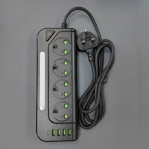 new design switch UK 3pin plug socket Travel 13A power strip surge protector extension socket