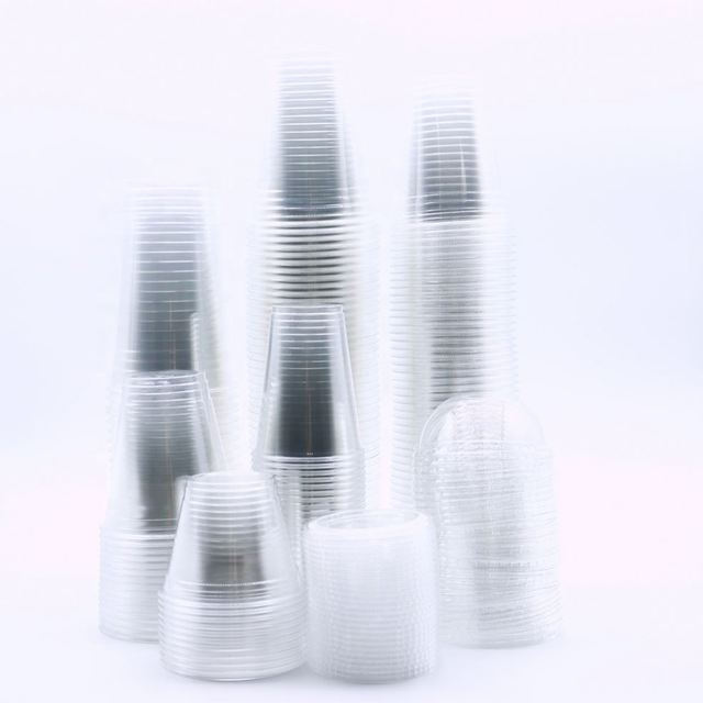 Eco Friendly Recyclable 9 10 12 14 16 18 20 24 32oz PET Disposable Cold Coffee Tea Beer Yogurt Juice Takeaway Plastic Cups