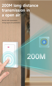 200m Long Range Receiver Chuông cửa không dây với nhạc chuông và đèn <span class=keywords><strong>flash</strong></span> ánh sáng tự tạo ra điện không dây chuông cửa - Product Image 2