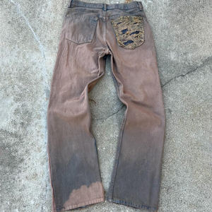 Özel Üretim Rip Flare Kot Pantolon Asit Yıkama Büyük Beden Eskitme Kot Pantolon Erkek Jean - Product Image 4