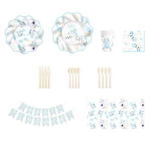DAMAI - Vajilla Desechable para Fiesta de Revelación de Género de Bebé, Platos y Servilletas de Papel con Diseño de Equipo de Niño, Decoraciones para Baby Shower para 8 Invitados - Product Image 6