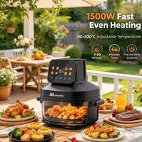 Friteuse à air Anbolife 4L/5L/6.5L avec écran LCD, sans PFAS, cuve intérieure antiadhésive en verre, fonction d'arrêt automatique, cuisson multifonction