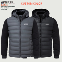 Blouson matelassé slim pour homme, couleur personnalisée, imperméable, coupe-vent, avec capuche, pour l'hiver, décontracté, rembourré, avec logo frontal