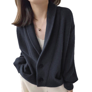 Suéter Cárdigan Holgado de Estilo Nuevo para Otoño e Invierno, Cuello en V, Personalizable, de Punto, Versátil, para Mujer - Product Image 5