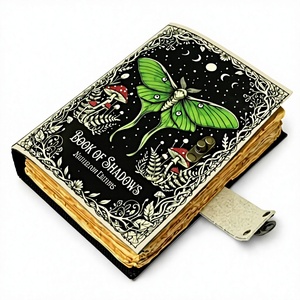 Spells Thread Sewing Bound Leather Lock Clasp Journal Deckle Edge Paper Grimoire UV Printed <b>Diary</b> Witchcraft Supply Notebook - Product Image 1