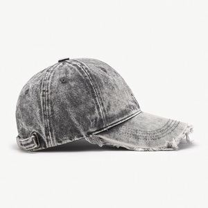 Casquette de baseball unisexe en denim à 6 panneaux, style vintage, avec revêtement lavable, respirante, motif brodé courant, pour l'extérieur, visière incurvée - Product Image 3
