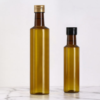 Bouteilles en plastique vert foncé de qualité alimentaire de 500 ml pour huile d'olive avec couvercle, emballages en plastique marron carrés de 250 ml et 1000 ml pour vinaigre et vin
