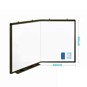 带黑色框架的大型可折叠白板60 x 40英寸磁性干擦板可折叠带标记托盘橡皮擦标记