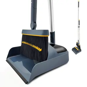 VCPC Dustpan and Brush Set Long Handled, Tall 180 Degree Rotating Sweeping Brush, Household Dust Pan with Comb Teeth