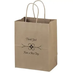 Customized Logo Gift Shopping Thank You Certified Brown Consumer Kraft Paper <b>Bag</b> Recyclable with <b>String</b> - Product Image 3