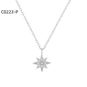 Collar con Colgante de Estrella Amy Amy, Plateado en Plata con Circonita Cúbica, Joyería de Moda para Mujer, Uso Diario, Regalo - Product Image 1