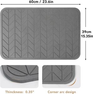 Tapis de bain en pierre de diatomée antidérapant, super absorbant, séchage rapide, plat et rigide, motif flèche, tapis de sol pour salle de bain, lot de 2 - Product Image 2