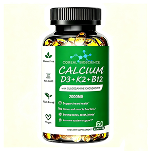 Cápsulas de Gel Suave Coreal de Carbonato de Calcio de Alta Pureza con Vitaminas D3, K2 y B12 para Adultos, Mejora la Densidad Ósea, Apoyo para Recién Nacidos - Product Image 2