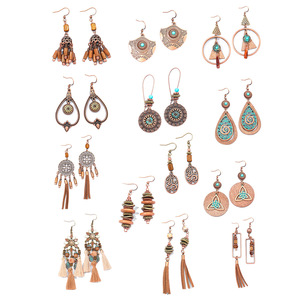 Bohemian Geometric <b>Drop</b> Earrings Antique <b>Bronze</b> Plated Wood Zinc Alloy Women's Party Fashion Jewelry 2025 - Product Image 5