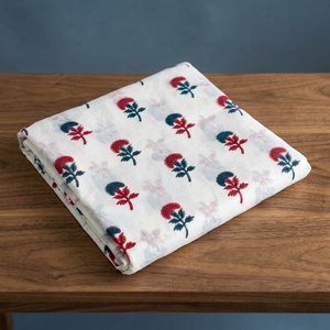 Tela de Popelina Floral de Algodón de 53/54 Pulgadas, Blanca, Roja y Azul, con Estampado Botánico, Transpirable, Textil para el Hogar, Hilo Peinado, para Niñas, 100 g/m² - Product Image 5