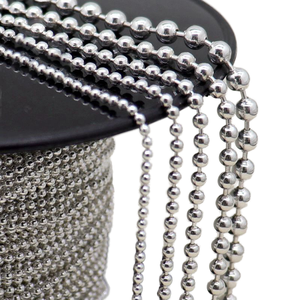 Cadena de Plata de Ley 925 con Cuentas Redondas Simples de 1.5mm-5mm para Hombre, para la Fabricación de Pulseras/Collares, Venta al Por Mayor - Product Image 1