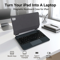 Clavier magnétique pour iPad Folio, clavier sans fil rétroéclairé pour iPad avec pavé tactile, rechargeable pour iPad A16, iPad Air, iPad Pro OEM