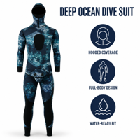 Combinaison de plongée en néoprène bleu camouflage de 3 mm avec capuche intégrée, combinaison longue pour hommes et femmes, plongée sous-marine, natation, surf