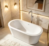 Baignoire rectangulaire autoportante en acrylique MC8009-8010 avec fonction de trempage profond pour utilisation en salle de bain intérieure