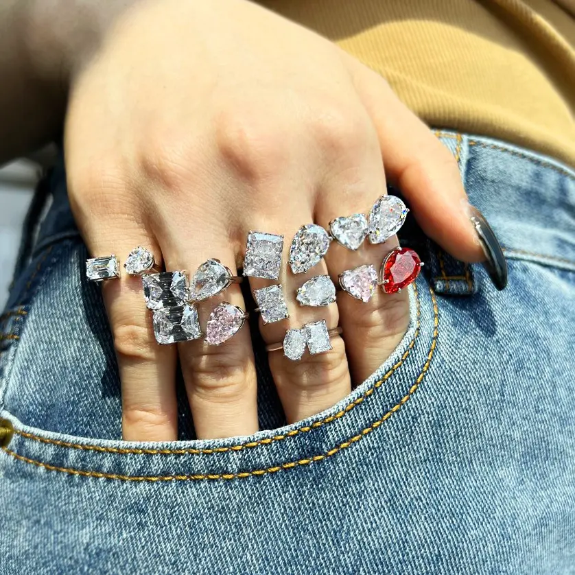 Dylam 2022 Top Selling 5A Mode Vrouwen Sieraden Open Verstelbare Ringen Cz Engagement Diamond 925 Sterling Zilveren Trouwringen