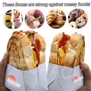 Scatola Personalizzata per Ciambelle Singole, Mini Donuts, Sandwich, Bagel da Asporto, Vassoio Spesso per Hamburger, Snack, Panini e Toast - Product Image 4