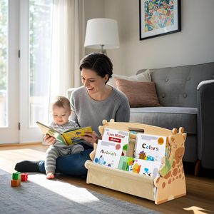 Estantería para Niños - Estantería de Madera de Doble Cara <span class=keywords><strong>con</strong></span> Caja de Almacenamiento de Lona, Apta para Dormitorios y Salas de Estar - Product Image 6
