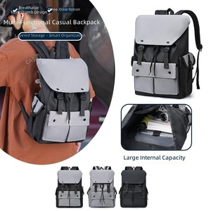 Street style Flap-top Hasp Mens <b>Backpack</b>, Outdoor Casual Large-capacity Laptop Travel Bag, College Students Flap-top - Product Image 1