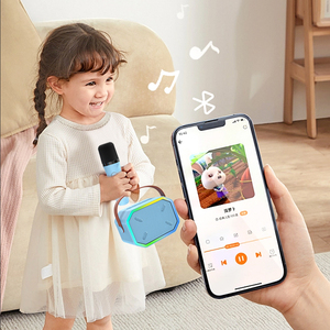 Mini portátil para altavoz, pequeño conjunto de altavoces inalámbricos para fiestas con micrófono doble de Karaoke para uso doméstico o al aire libre - Product Image 3