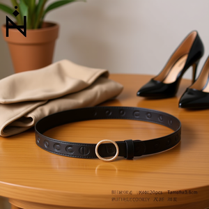 Cinturón de Cuero PU con Relieve CD de 3.8cm, Cinturón de Moda para Mujer - Product Image 3