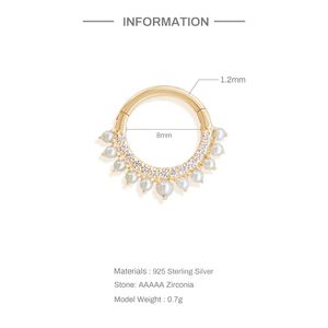 CANNER Pendientes de Aro de Oro de 18K con Perlas de 8mm para Mujer, Plata de Ley 925, Hipoalergénicos, Joyería para Piercing de Cartílago, Oreja, Nariz - Product Image 2