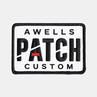 Patch brodé personnalisé AWELLS en gros, badge logo haute densité pour vestes et accessoires de sacs à dos