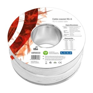 Cable coaxial RG6 blanco de 100m, ideal para una transmisión de señal de calidad en instalaciones residenciales y comerciales. - Product Image 1