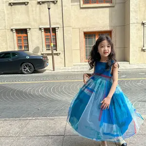 2023 Summer New Arrival Infant Baby Girls' Blue Tutu Dress Toddler Kids Sleeveless Clothing Korean Design 9937W