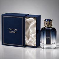 LF Luxe Private Label Royal Jeweled Crown Lid Perfume Custom Arab Niche Scent Intense Musk Amber Oud 100ml Blue Mist Gift