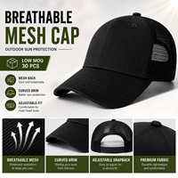 Ademend outdoor 6-panel mesh petje met katoenen voorkant, verstelbare gebogen klep, zonbescherming, op maat gemaakte pet