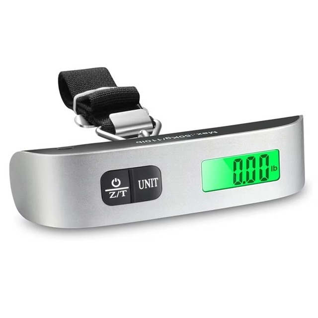 50KG Mini Digital Travel Luggage Hanging Scale with Button Battery Metal Construction Portable Electronic Weighing Scale