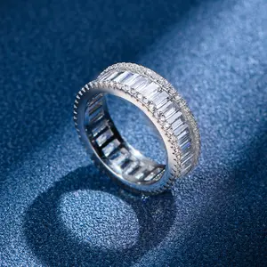 Personalizado Prata Esterlina 925 Anel De Noivado Diamante Completo Clássico Zircônia Cúbica Anéis De Casamento De Luxo Para As Mulheres