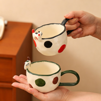 Mug en céramique gaufré écologique grande capacité, tasse à café/latte cuite à haute température avec design 3D, réutilisable et alimentaire